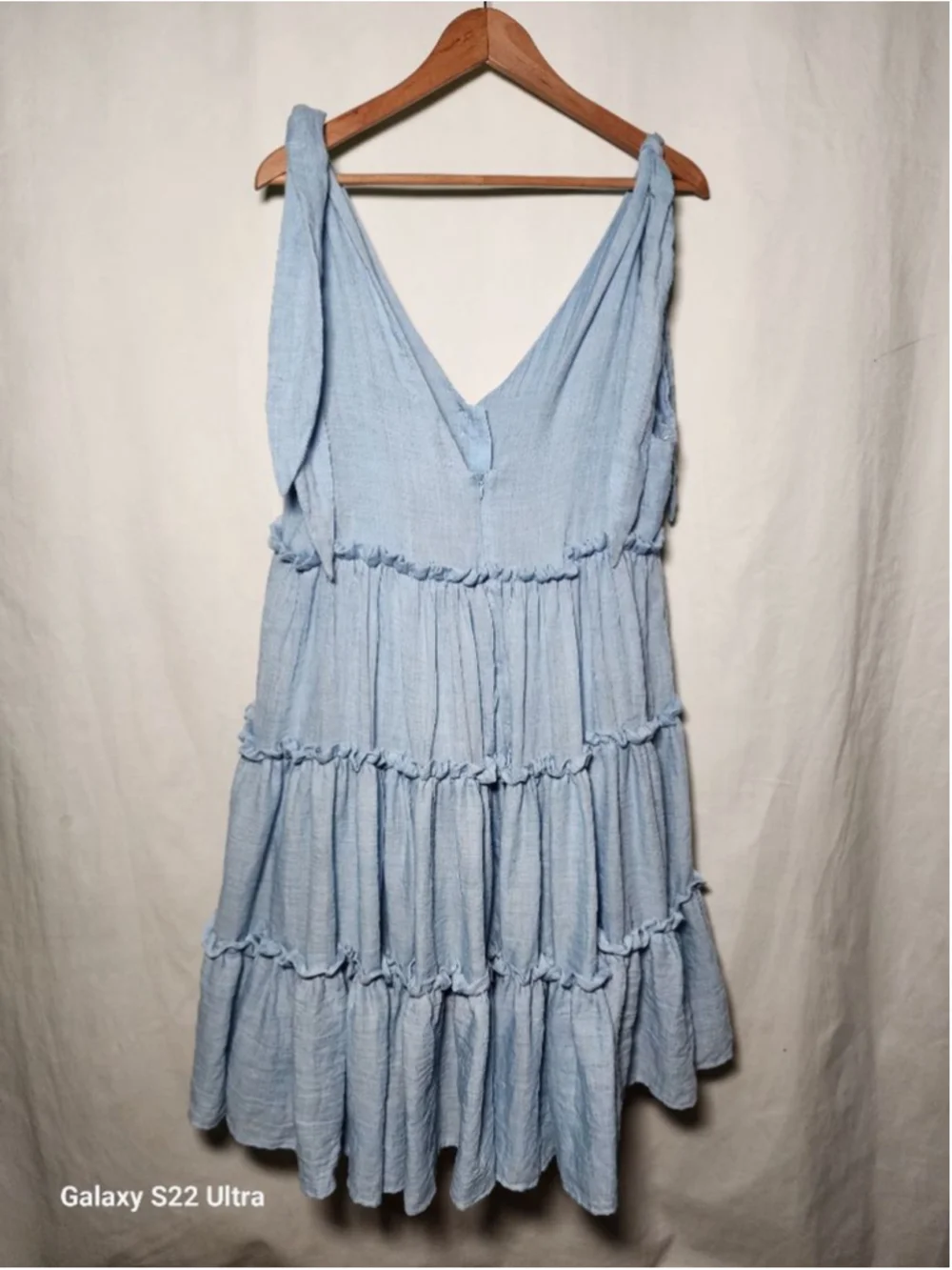 Women's ENGLISH FACTORY Light Blue Tiered Mini Dress L